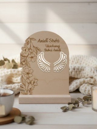 TABLICZKA STOJĄCA (1szt) - wzór 05 - 14,5cm x 19,5cm - Dla Babci Dziadka - - - (na aniołka podziękowanie, baza ze skrzydełkami, 