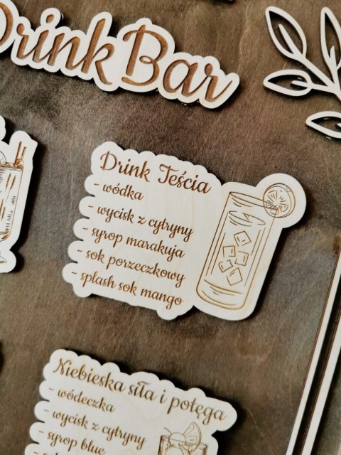 Tablica DRINK BAR - Gałązki 01 - dowolny tekst