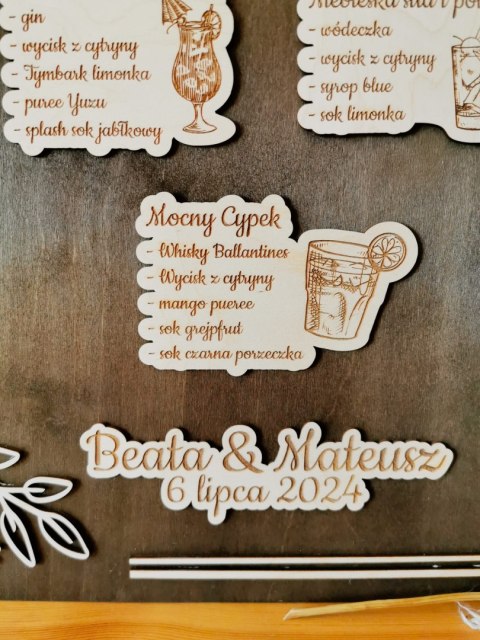 Tablica DRINK BAR - Gałązki 01 - dowolny tekst