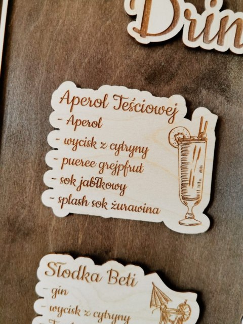 Tablica DRINK BAR - Gałązki 01 - dowolny tekst
