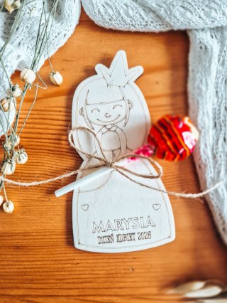 Tabliczka na lizaka - KSIĘŻNICZKA (1szt) - z imieniem - - - (upominek, Dzień Kobiet)