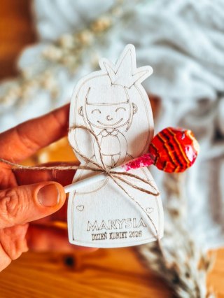 Tabliczka na lizaka - KSIĘŻNICZKA (1szt) - z imieniem - - - (upominek, Dzień Kobiet)