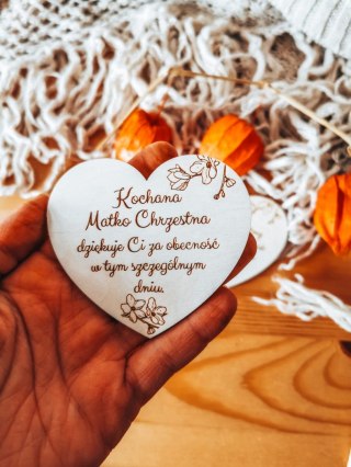 Tabliczka serce 7cm (2szt) - Dla Chrzestnych Podziękowanie - - - (Matko Chrzestna Ojcze Chrzestny)