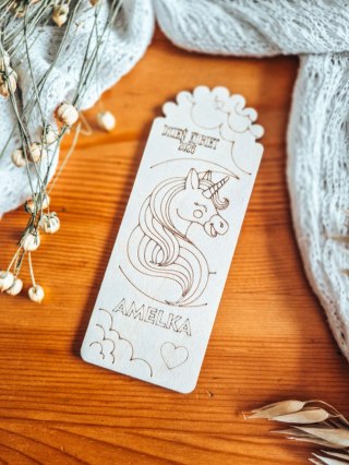 ZAKŁADKA 13cm (1szt) - Dzień Kobiet - Jednorożec 01 - - - (zawieszka, upominek z imieniem)