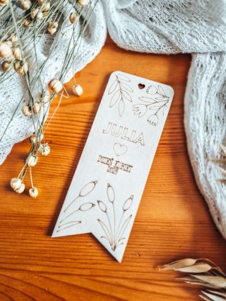 ZAKŁADKA 13cm (1szt) - Dzień Kobiet - Kwiaty 01 - - - (zawieszka, upominek z imieniem)