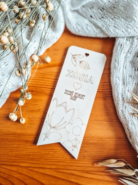 ZAKŁADKA 13cm (1szt) - Dzień Kobiet - Kwiaty 02 - - - (zawieszka, upominek z imieniem)