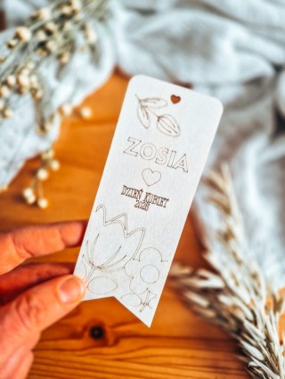 ZAKŁADKA 13cm (1szt) - Dzień Kobiet - Kwiaty 02 - - - (zawieszka, upominek z imieniem)