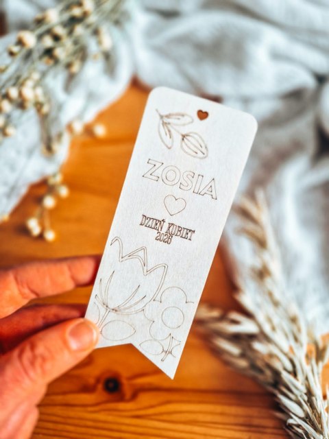 ZAKŁADKA 13cm (1szt) - Dzień Kobiet - Kwiaty 02 - - - (zawieszka, upominek z imieniem)