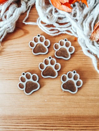 Zawieszka (5szt) - pies łapa - - - (baza do breloczka, dekor)